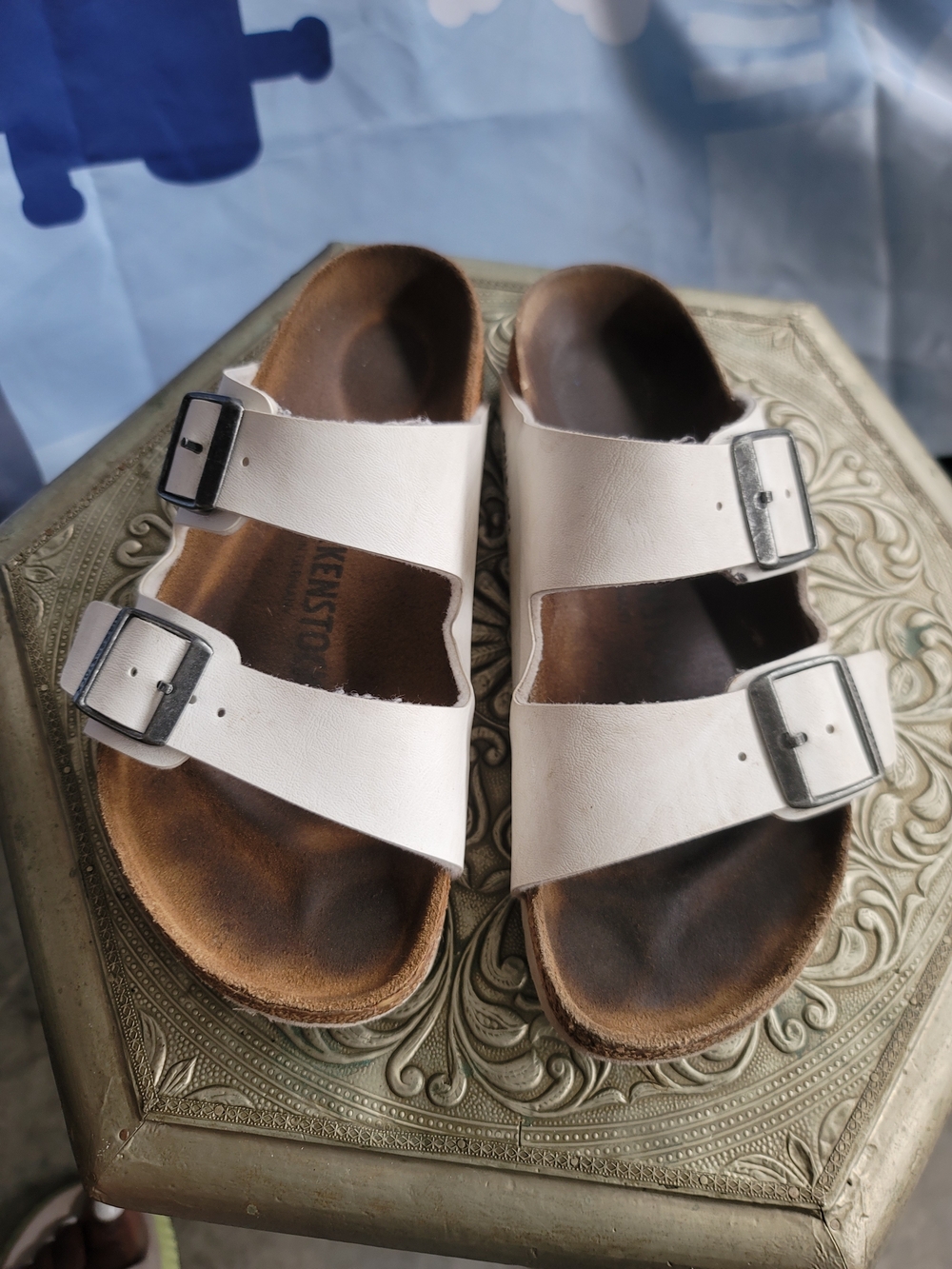 Birkenstock White Arizona Two-Strap Leather Sandal - Men's
